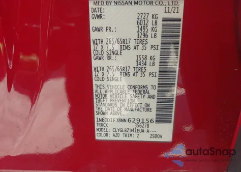 2022 Nissan Frontier Long Bed Sv 4X2 from USA, damaged, VIN 1N6ED1FJ8NN629156